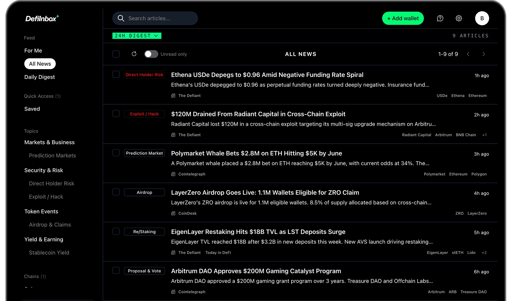 DeFi Inbox app preview