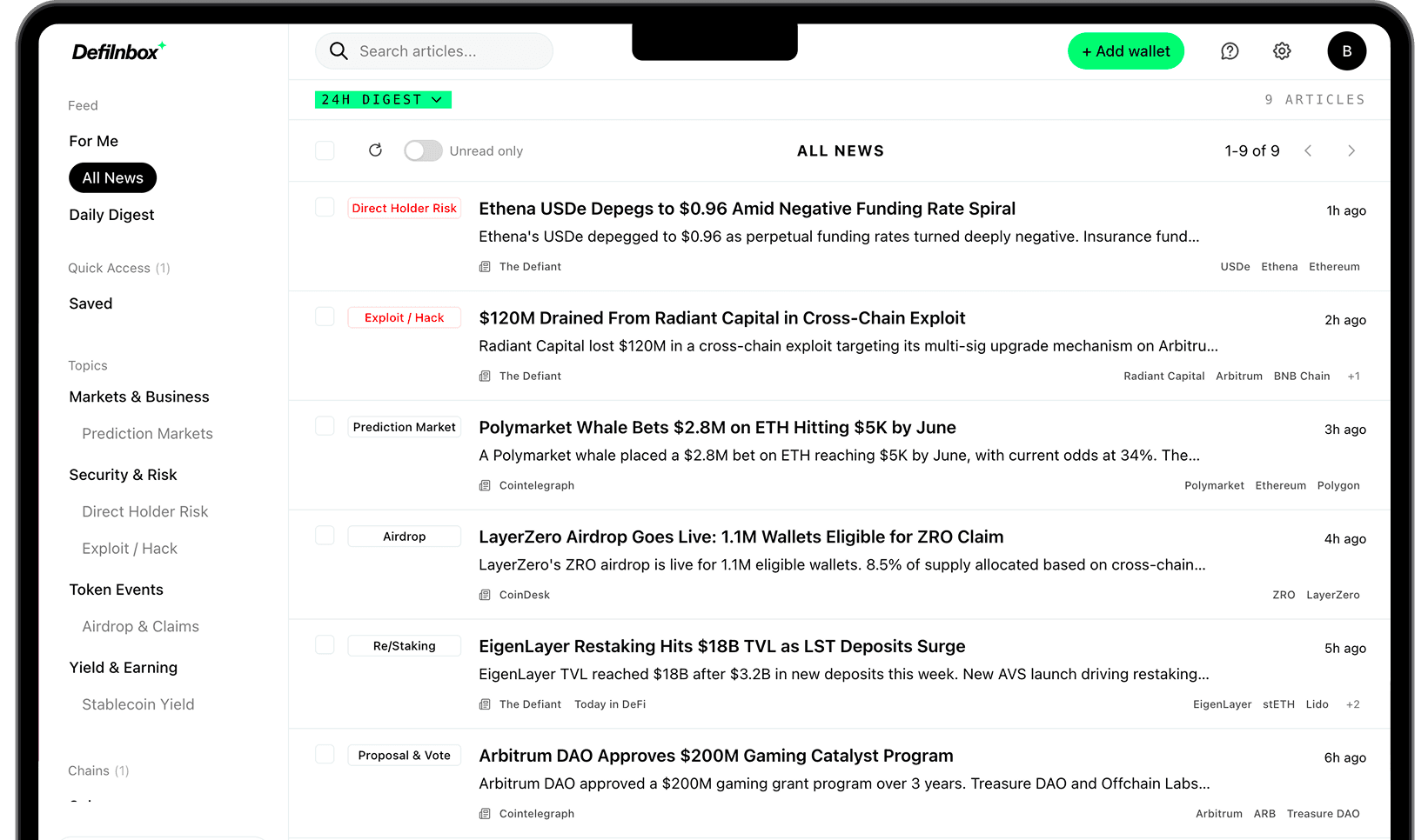 DeFi Inbox app preview